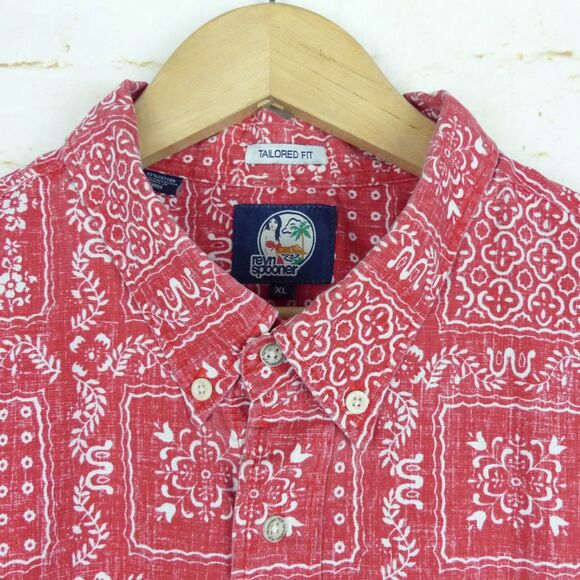 Reyn Spooner Original Lahaina Sailor Shirt Men XL Tailored Fit Red Bandana Aloha - Picture 4 of 12